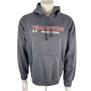 Under Armour Yellowstone Hoodie Men’s Medium Gray Pullover Sweatshirt Logo